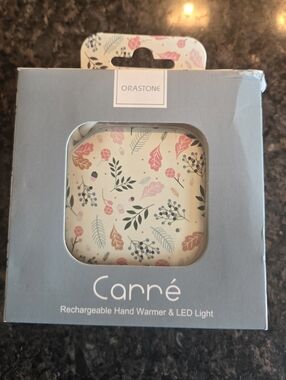 Hand Warmer Orastone Carré Rechargeable & LED Light - Floral Cream/Pink